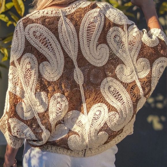 Oversized Paisley Crochet Knit Cardigan - Picture 4 of 4